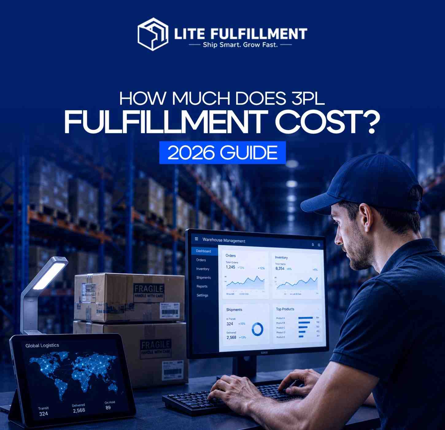 Warehouse team reviewing a 3PL fulfillment cost breakdown of receiving, storage, and shipping