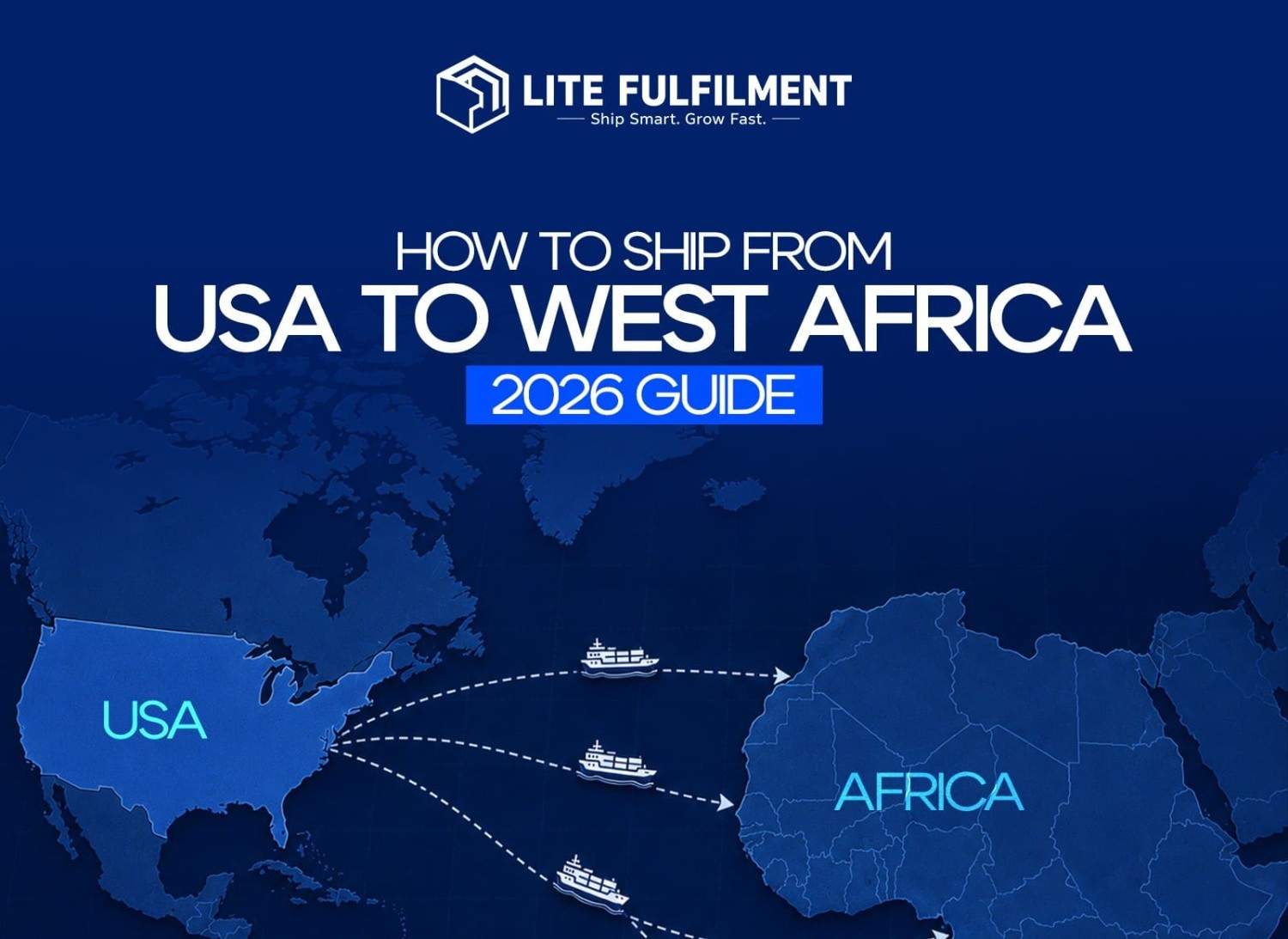 Cargo route from Delaware warehouse to West African ports