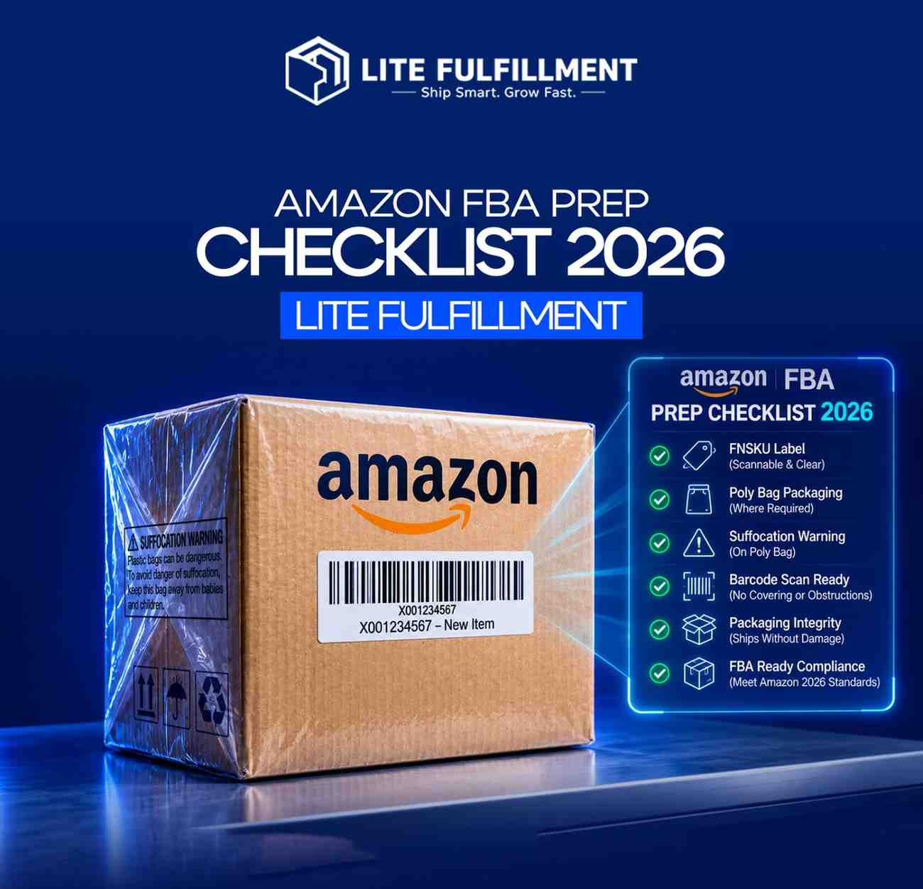 Warehouse team applying FNSKU labels to units during Amazon FBA prep
