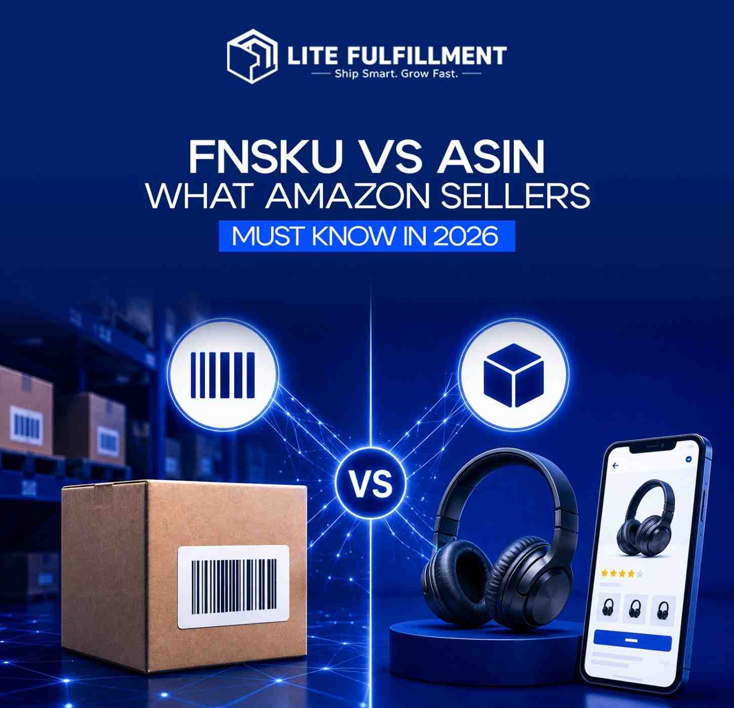 FNSKU barcode label being applied next to an Amazon ASIN product listing