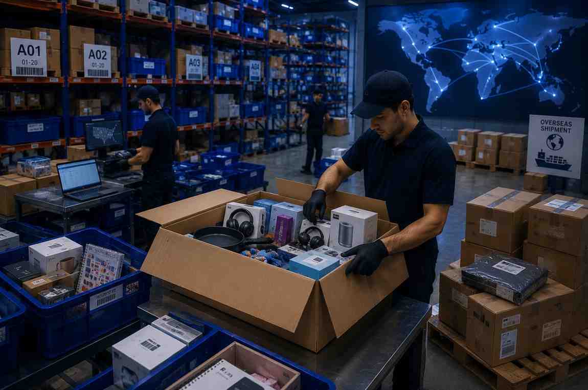 Consolidated US products being packed for an overseas general merchandise buyer